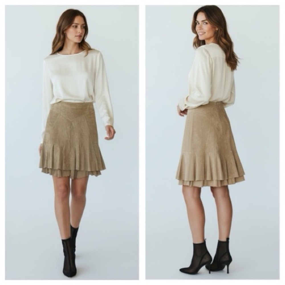 Anthropologie June Beige/Tan Suede Skirt